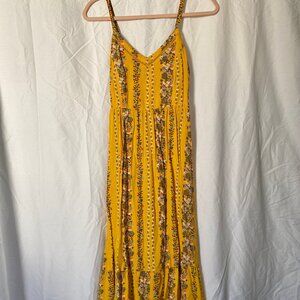 Yellow floral adjustable strap dress